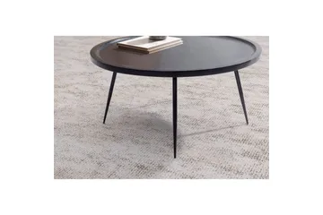 Sofabord Wohnling massivt tre, rund 75 cm med nåleben, landlig stil Svart - Svart - Møbler - Bord - Sofabord & salongbord