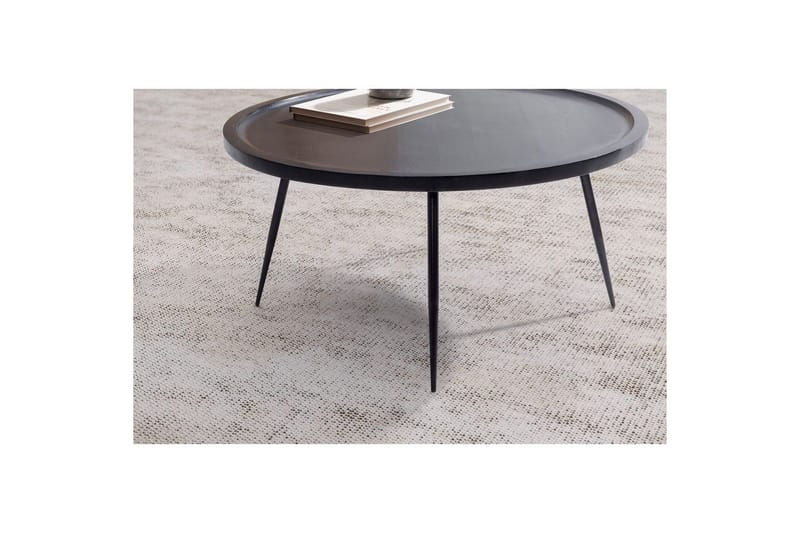 Sofabord Wohnling massivt tre, rund 75 cm med nåleben, landlig stil Svart - Svart - Møbler - Bord - Sofabord & salongbord