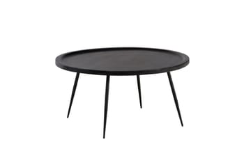 Sofabord Wohnling massivt tre, rund 75 cm med nåleben, landlig stil Svart - Svart - Møbler - Bord - Sofabord & salongbord