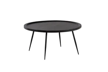 Sofabord Wohnling massivt tre, rund 75 cm med nåleben, landlig stil Svart - Svart - Møbler - Bord - Sofabord & salongbord