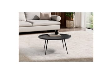 Sofabord Wohnling massivt tre, rund 75 cm med nåleben, landlig stil Svart - Svart - Møbler - Bord - Sofabord & salongbord