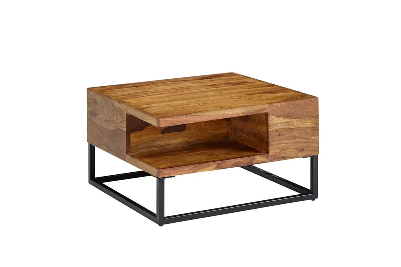 Sofabord Wohnling Massivt tre 60 cm firkantet med brett i landlig stil