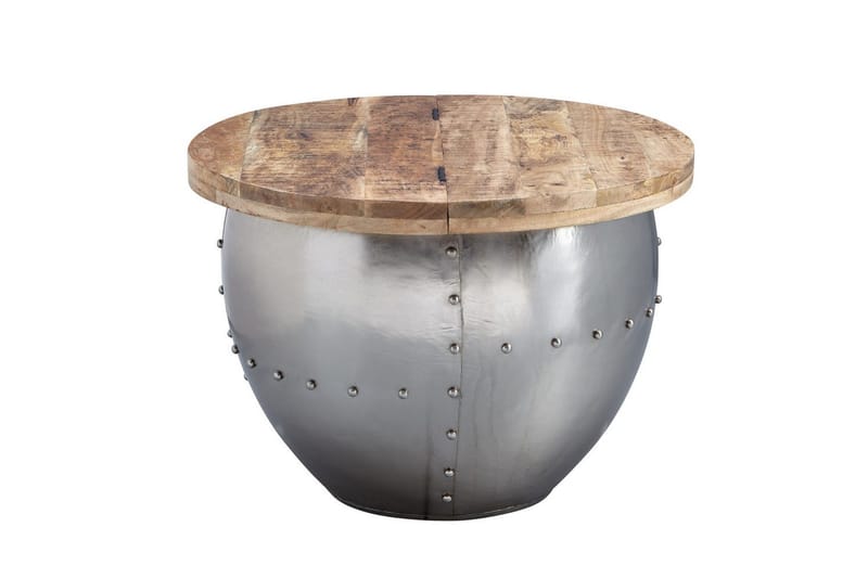 Sofabord Wohnling Massivt tre 60 cm industriell med naglet lagringsplass - Møbler - Bord - Sofabord & salongbord