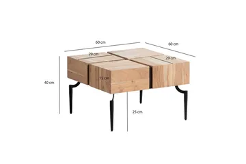 Sofabord Wohnling massivt tre 60 cm kube, kvadratisk, moderne stil lys brun - lys brun - Møbler - Bord - Sofabord & salongbord