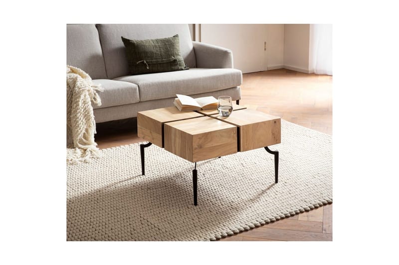Sofabord Wohnling massivt tre 60 cm kube, kvadratisk, moderne stil lys brun - lys brun - Møbler - Bord - Sofabord & salongbord