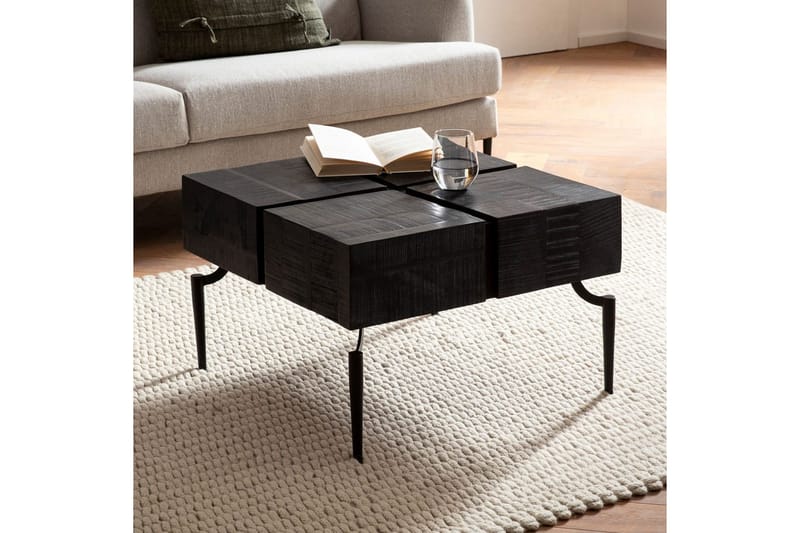 Sofabord Wohnling massivt tre 60 cm kube, kvadratisk, moderne stil Svart - Svart - Møbler - Bord - Sofabord & salongbord