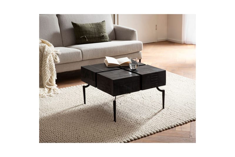 Sofabord Wohnling massivt tre 60 cm kube, kvadratisk, moderne stil Svart - Svart - Møbler - Bord - Sofabord & salongbord