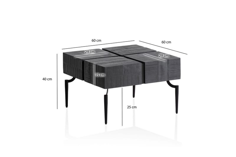 Sofabord Wohnling massivt tre 60 cm kube, kvadratisk, moderne stil Svart - Svart - Møbler - Bord - Sofabord & salongbord