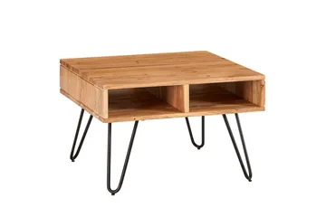 Sofabord Wohnling Massivt tre 60 cm kvadratisk med 4 oppbevaringsbrett i landlig stil - Møbler - Bord - Sofabord & salongbord