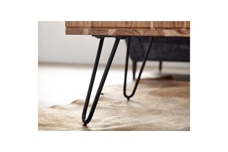 Sofabord Wohnling Massivt tre 60 cm kvadratisk med 4 oppbevaringsbrett i landlig stil - Møbler - Bord - Sofabord & salongbord