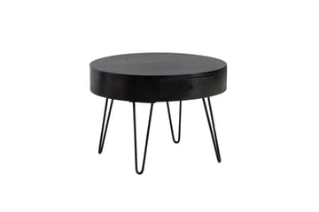 Sofabord Wohnling massivt tre 60 cm rund med skuff, landlig stil Svart - Svart - Møbler - Bord - Sofabord & salongbord