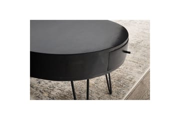 Sofabord Wohnling massivt tre 60 cm rund med skuff, landlig stil Svart - Svart - Møbler - Bord - Sofabord & salongbord