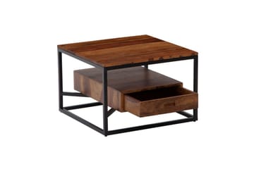 Sofabord Wohnling Massivt tre firkantet landstil med skuffebrett - Møbler - Bord - Sofabord & salongbord