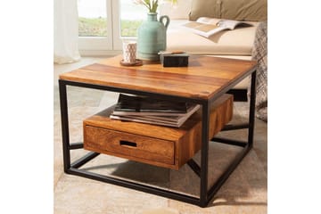 Sofabord Wohnling Massivt tre firkantet landstil med skuffebrett - Møbler - Bord - Sofabord & salongbord