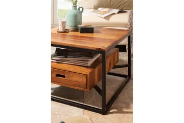 Sofabord Wohnling Massivt tre firkantet landstil med skuffebrett - Møbler - Bord - Sofabord & salongbord