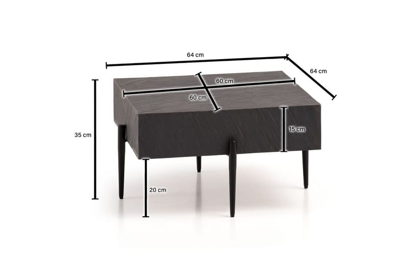 Sofabord Wohnling Massivt tre firkantet moderne steinutseende moderne - Møbler - Bord - Sofabord & salongbord