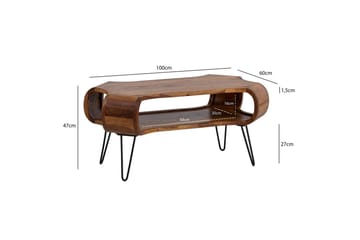 Sofabord Wohnling Massivt tre lagringsplass med industrielle metallben landstil - Møbler - Bord - Sofabord & salongbord