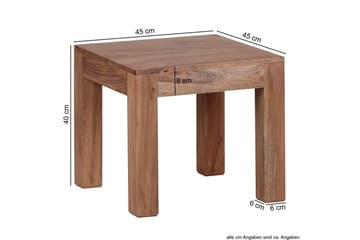 Sofabord Wohnling Massivt tre landlig stil klassisk håndlaget 45x45 cm, Akasie - 45x45 cm, Akasie - Møbler - Bord - Sofabord & salongbord