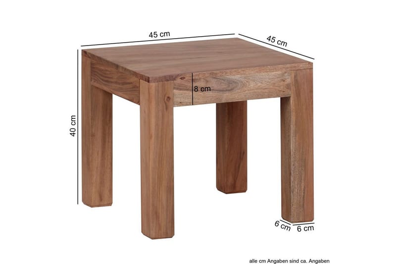 Sofabord Wohnling Massivt tre landlig stil klassisk håndlaget 45x45 cm, Akasie - 45x45 cm, Akasie - Møbler - Bord - Sofabord & salongbord