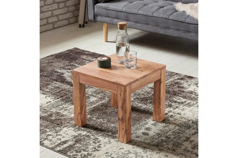 Sofabord Wohnling Massivt tre landlig stil klassisk håndlaget 45x45 cm, Akasie - 45x45 cm, Akasie - Møbler - Bord - Sofabord & salongbord