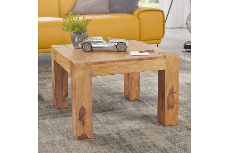 Sofabord Wohnling Massivt tre landlig stil klassisk håndlaget 60x60 cm, Akasie - 60x60 cm, Akasie - Møbler - Bord - Sofabord & salongbord