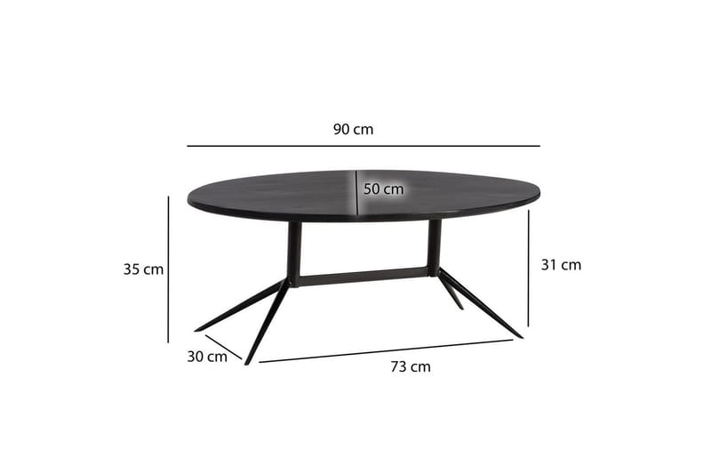 Sofabord Wohnling Massivt tre oval 90 cm moderne - Møbler - Bord - Sofabord & salongbord