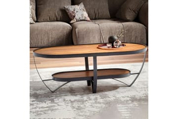 Sofabord Wohnling Massivt tre oval industriell stil med oppbevaring - Møbler - Bord - Sofabord & salongbord