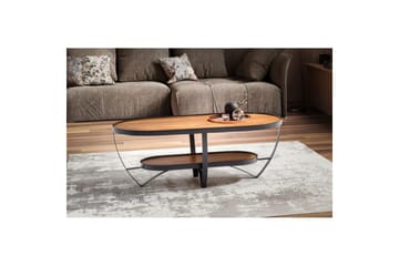 Sofabord Wohnling Massivt tre oval industriell stil med oppbevaring - Møbler - Bord - Sofabord & salongbord