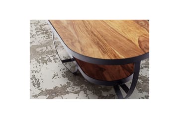 Sofabord Wohnling Massivt tre oval industriell stil med oppbevaring - Møbler - Bord - Sofabord & salongbord
