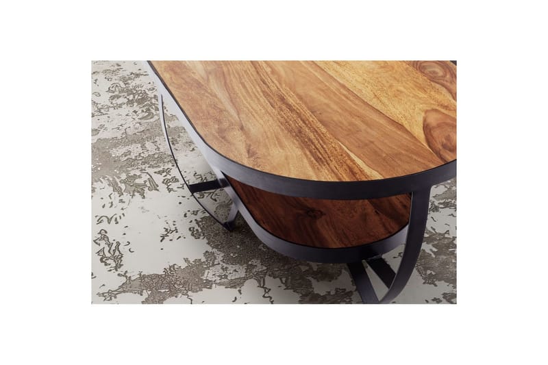 Sofabord Wohnling Massivt tre oval industriell stil med oppbevaring - Møbler - Bord - Sofabord & salongbord