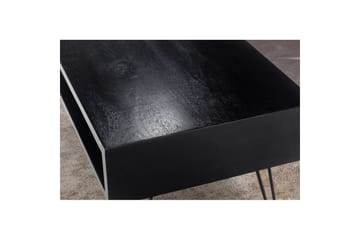 Sofabord Wohnling massivt tre rektangulær med stor lagringsplass, landlig stil Svart - Svart - Møbler - Bord - Sofabord & salongbord