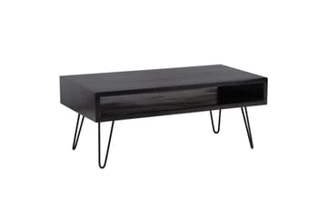 Sofabord Wohnling massivt tre rektangulær med stor lagringsplass, landlig stil Svart - Svart - Møbler - Bord - Sofabord & salongbord