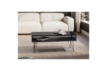 Sofabord Wohnling massivt tre rektangulær med stor lagringsplass, landlig stil Svart - Svart - Møbler - Bord - Sofabord & salongbord