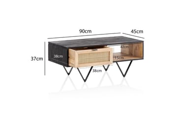 Sofabord Wohnling Massivt tre rotting med skuff tofarget moderne - Møbler - Bord - Sofabord & salongbord