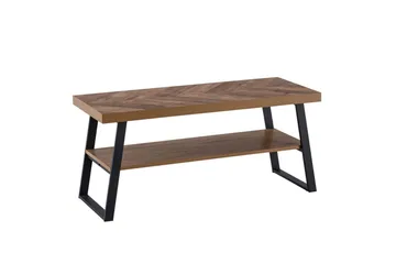 Sofabord Wohnling Massivt tremønster i fiskebein, lagringsplass 100 cm - Møbler - Bord - Sofabord & salongbord