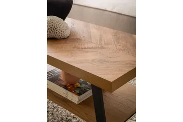 Sofabord Wohnling Massivt tremønster i fiskebein, lagringsplass 100 cm - Møbler - Bord - Sofabord & salongbord