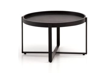 Sofabord Wohnling Massivt treverk rund 60 cm med klassisk utseende metallramme moderne - Møbler - Bord - Sofabord & salongbord