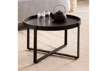 Sofabord Wohnling Massivt treverk rund 60 cm med klassisk utseende metallramme moderne - Møbler - Bord - Sofabord & salongbord