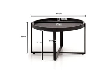 Sofabord Wohnling Massivt treverk rund 60 cm med klassisk utseende metallramme moderne - Møbler - Bord - Sofabord & salongbord