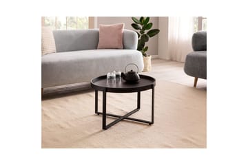 Sofabord Wohnling Massivt treverk rund 60 cm med klassisk utseende metallramme moderne - Møbler - Bord - Sofabord & salongbord