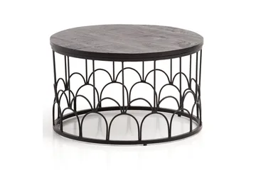 Sofabord Wohnling Massivt treverk rund 60 cm med moderne metallramme moderne - Møbler - Bord - Sofabord & salongbord