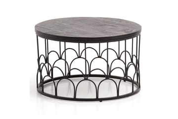 Sofabord Wohnling Massivt treverk rund 60 cm med moderne metallramme moderne - Møbler - Bord - Sofabord & salongbord