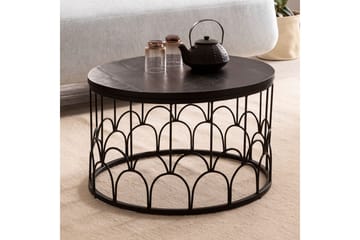 Sofabord Wohnling Massivt treverk rund 60 cm med moderne metallramme moderne - Møbler - Bord - Sofabord & salongbord