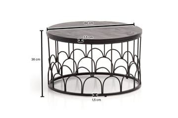 Sofabord Wohnling Massivt treverk rund 60 cm med moderne metallramme moderne - Møbler - Bord - Sofabord & salongbord
