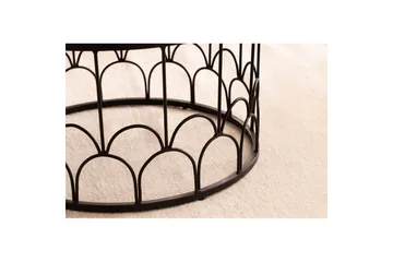 Sofabord Wohnling Massivt treverk rund 60 cm med moderne metallramme moderne - Møbler - Bord - Sofabord & salongbord