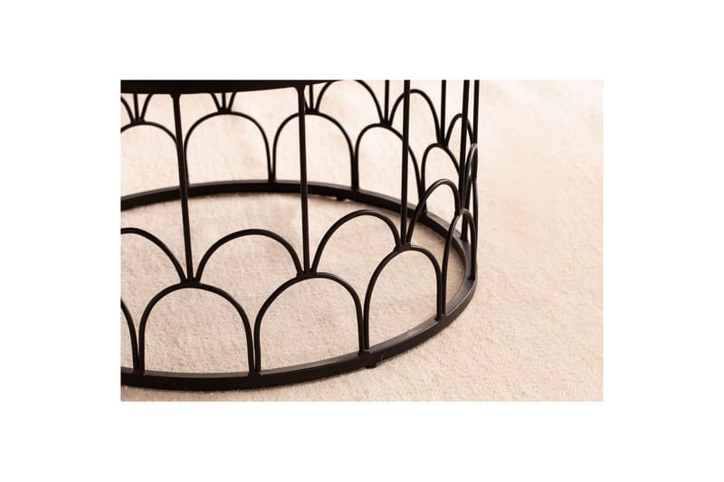 Sofabord Wohnling Massivt treverk rund 60 cm med moderne metallramme moderne - Møbler - Bord - Sofabord & salongbord