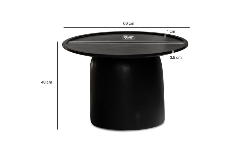 Sofabord Wohnling Massivt treverk rund 60 cm sylinderstil base klassisk moderne - Møbler - Bord - Sofabord & salongbord