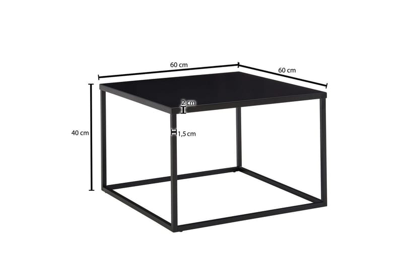 Sofabord Wohnling metall kvadratisk, moderne stil Svart - Svart - Møbler - Bord - Sofabord & salongbord