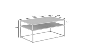 Sofabord Wohnling metall rektangulær med brett, moderne stil Hvit - Hvit - Møbler - Bord - Sofabord & salongbord