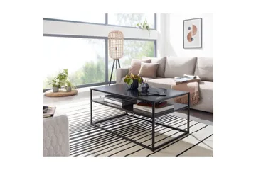 Sofabord Wohnling metall rektangulær med brett, moderne stil Svart - Svart - Møbler - Bord - Sofabord & salongbord